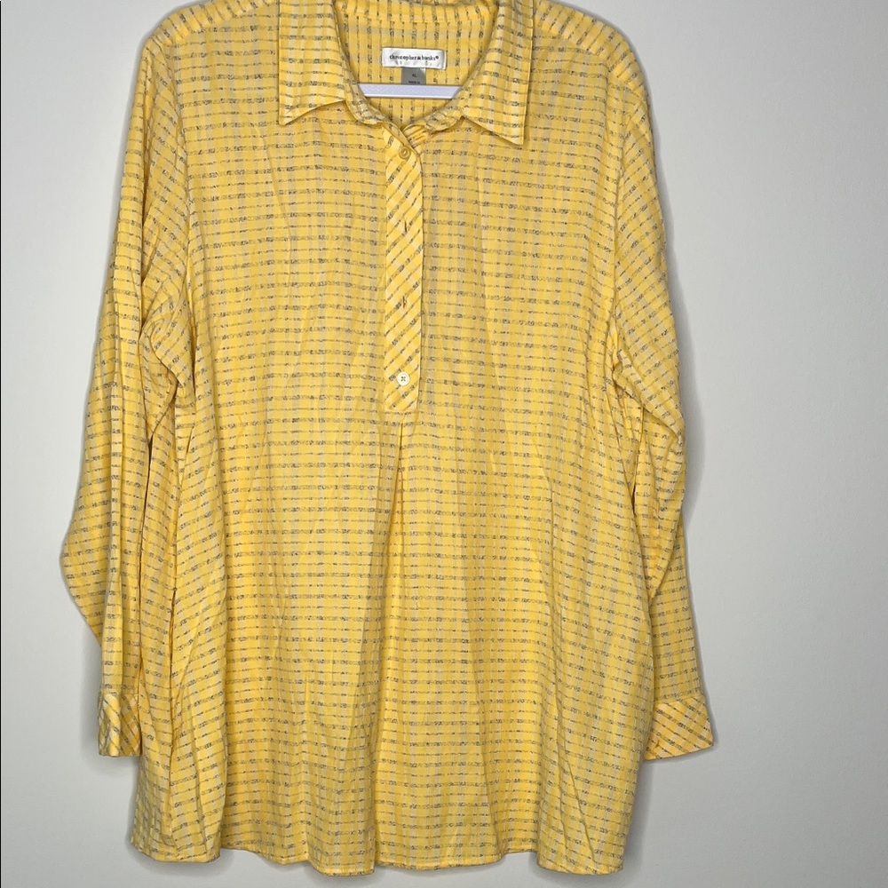 Christopher & Banks Yellow Plaid Blouse